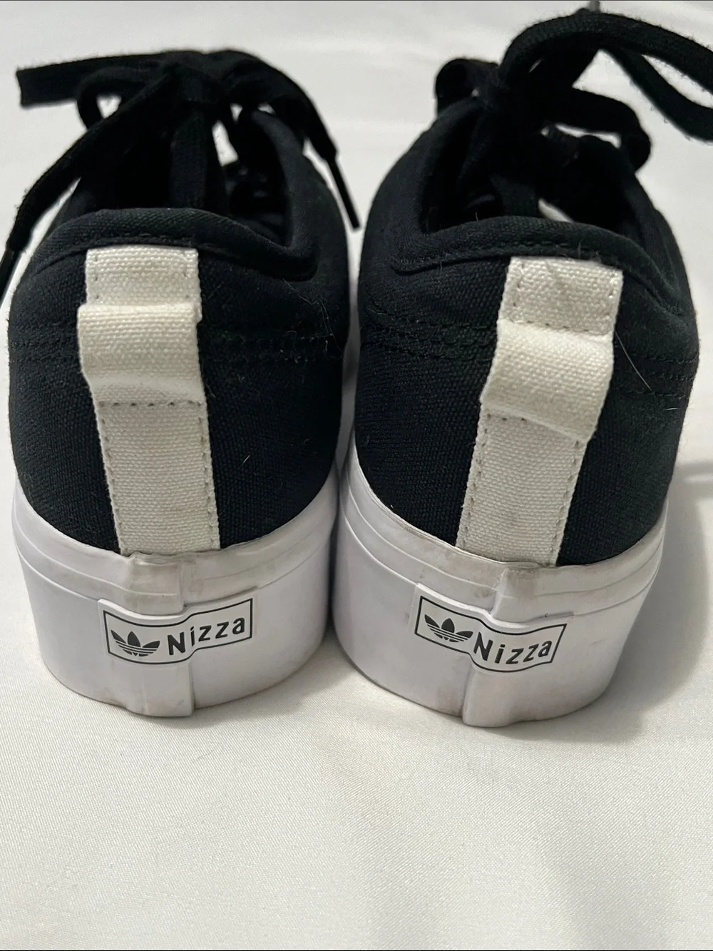 Adidas Originals Black & White Canvas Nizza Platform Sneakers